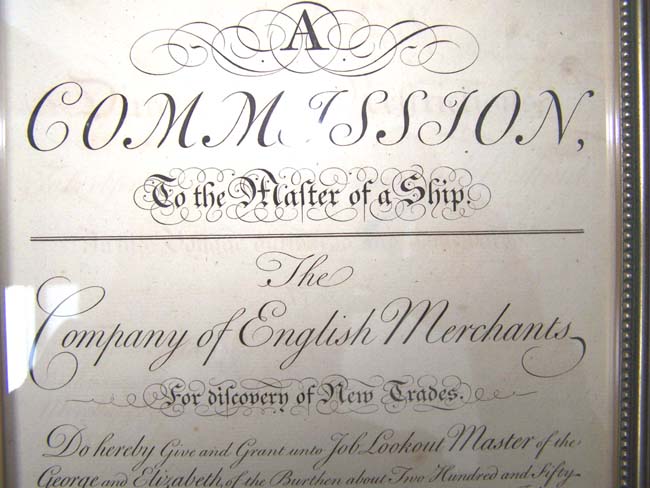 An 18th century engraving entitled "A Commission to the Master of a Ship" printed by George Bickham in 1739 in his book The Universal Penman. — image 2